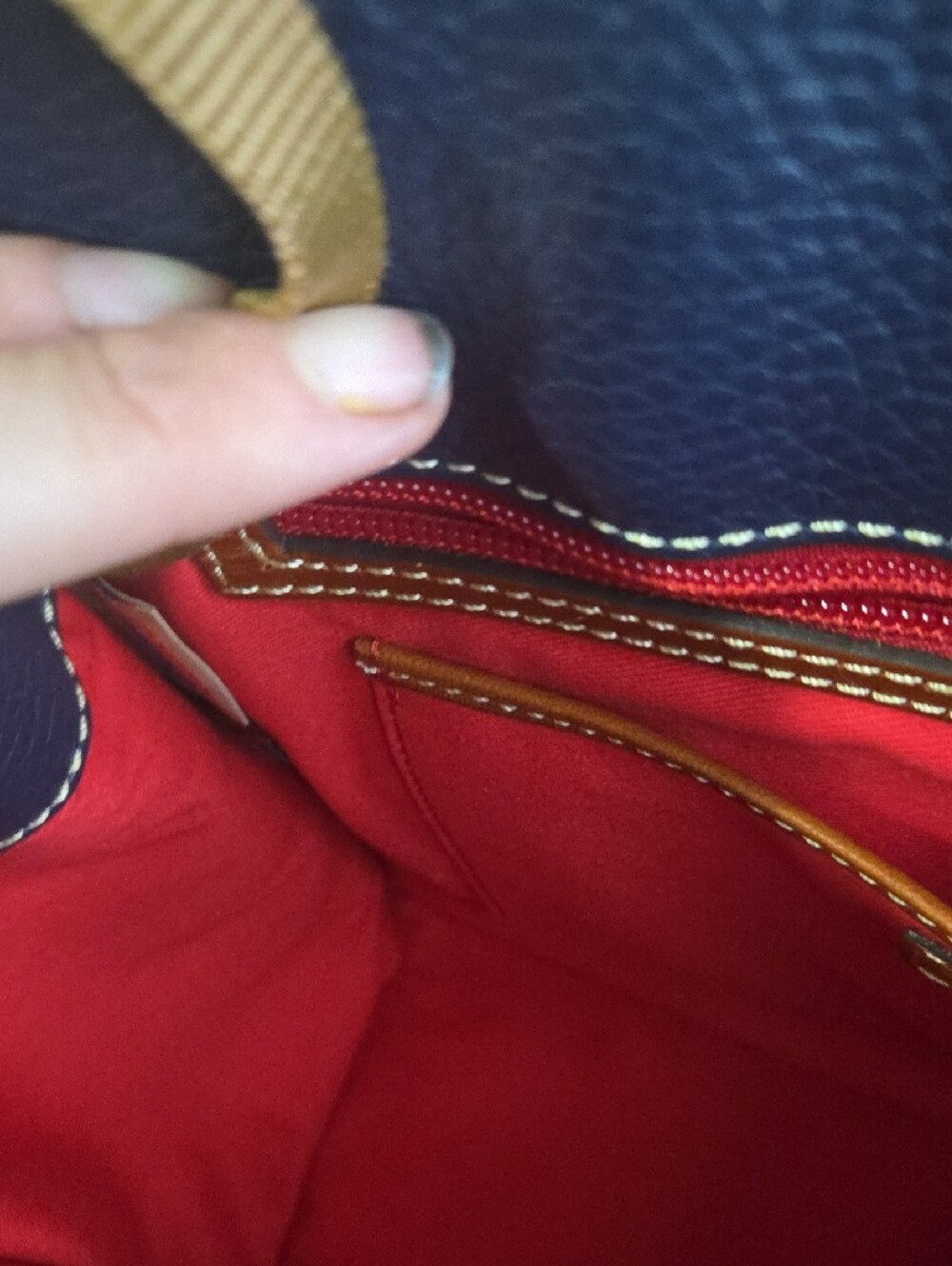 Dooney And Bourke Ariel Navy and Brown Leather Tote Bag - Picture 7 of 11